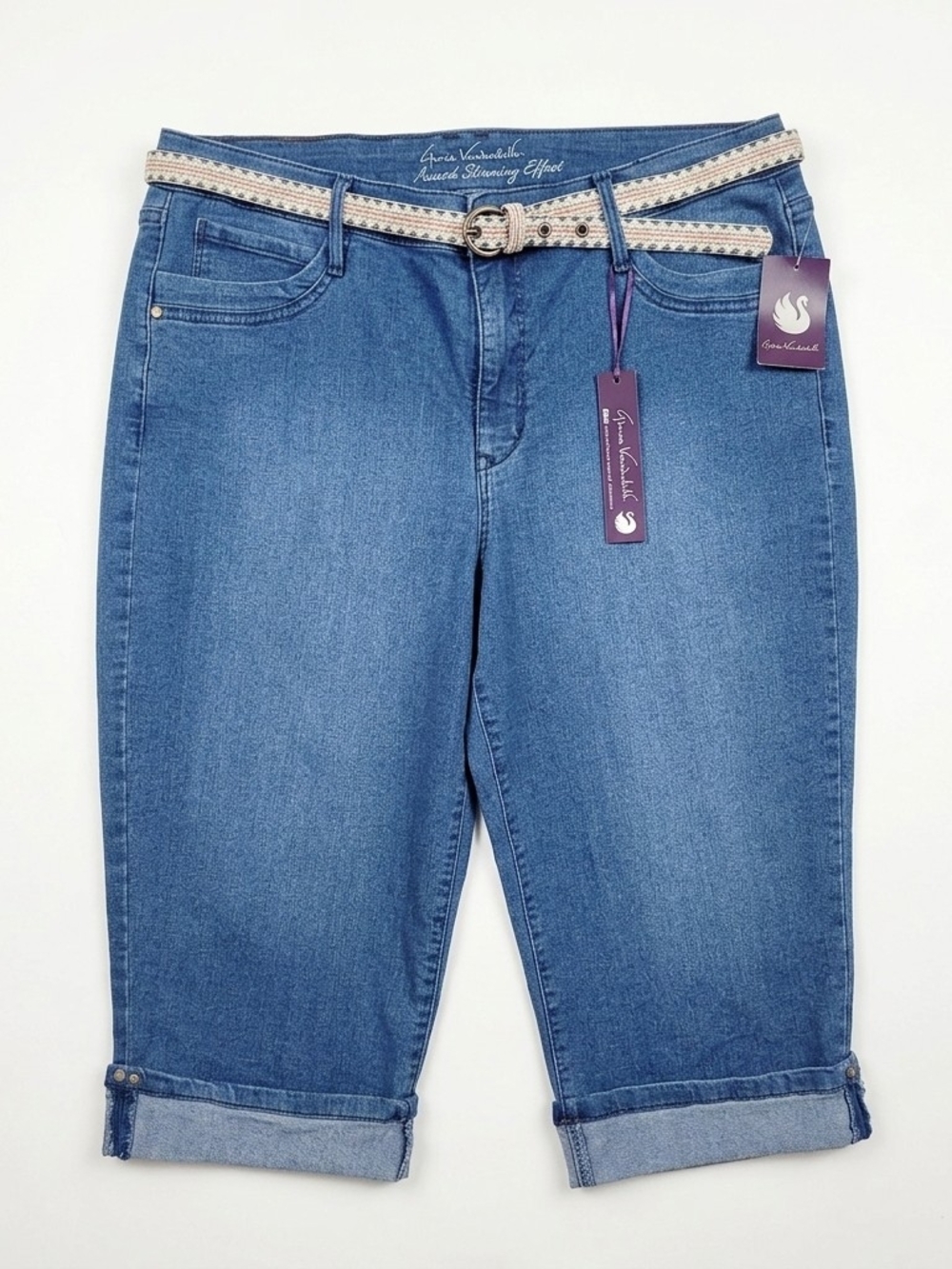 Gloria Vanderbilt Mayfair Belted Skimmer with Woven Belt Women's 14  #117